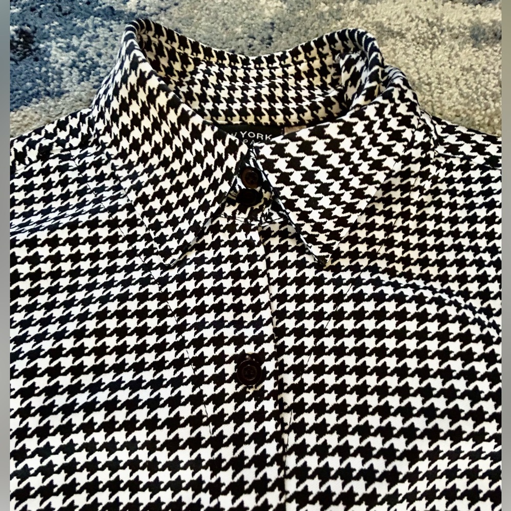 New York & Company Black and White Houndstooth Dress